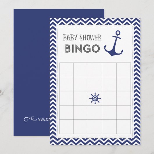 Nautical Anchor Baby Shower Bingo Card (Front/Back)