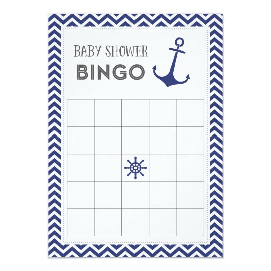 Nautical Anchor Baby Shower Bingo Card