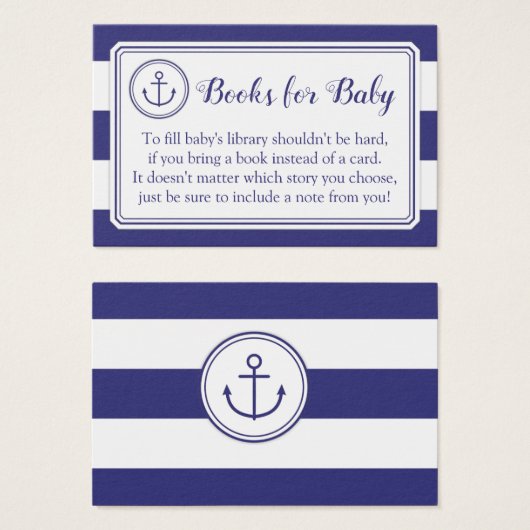 Nautical Anchor Baby Shower Book Request Card (Front & Back)
