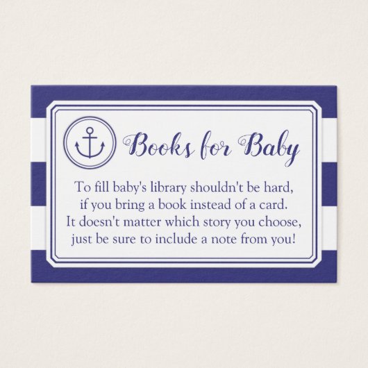Nautical Anchor Baby Shower Book Request Card (Front)
