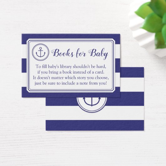 Nautical Anchor Baby Shower Book Request Card (Desk)