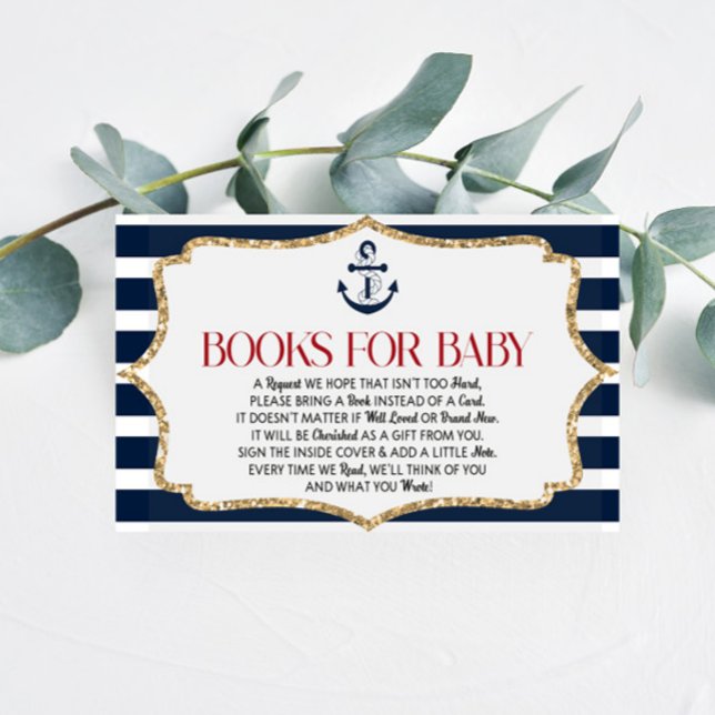 Nautical Anchor Baby Shower Books For Baby Card (Creator Uploaded)