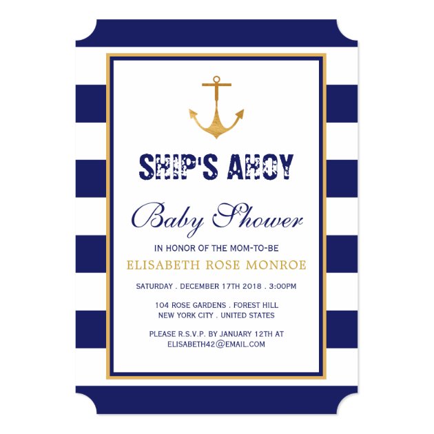 Nautical Anchor Baby Shower Invitation