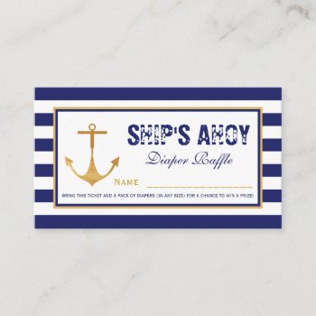 Nautical Anchor Baby Shower Diaper Raffle Ticket Enclosure Card by StampedyStamp at Zazzle