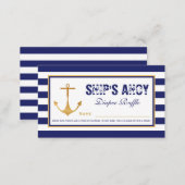Nautical Anchor Baby Shower Diaper Raffle Ticket Enclosure Card (Front/Back)