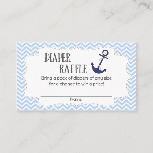 Nautical Anchor Baby Shower Diaper Raffle Tickets Enclosure Card