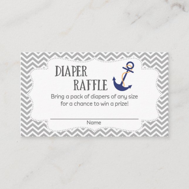 Nautical Anchor Baby Shower Diaper Raffle Tickets Enclosure Card (Front)