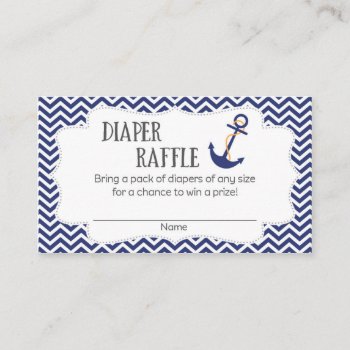 Nautical Anchor Baby Shower Diaper Raffle Tickets Enclosure Card by melanileestyle at Zazzle