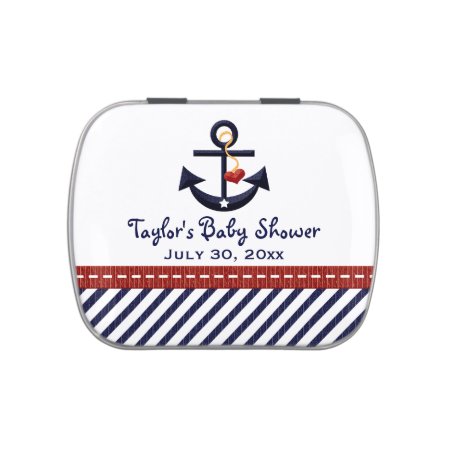 Nautical Anchor Baby Shower Favor Jelly Belly Candy Tin