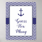 Nautical Anchor Baby Shower Guess How Many Sign | Zazzle