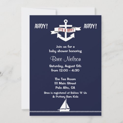 Nautical Anchor Baby Shower : Invitation