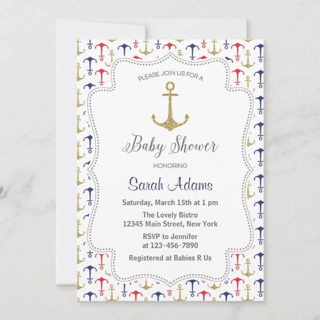 Nautical Anchor Baby Shower Invitation (Front)