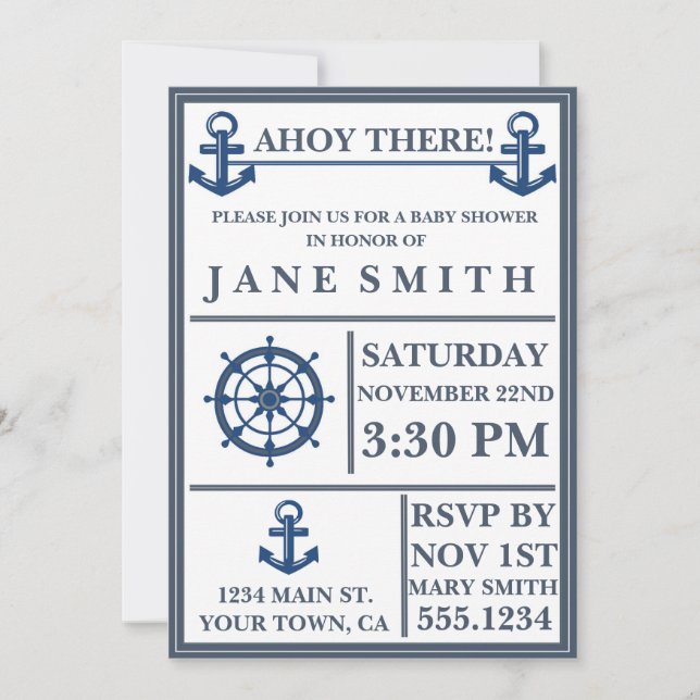 Nautical Anchor Baby Shower Invitation (Front)