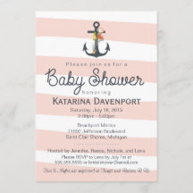 Nautical Anchor Baby Shower Invitation - Boy, Girl