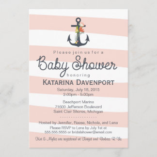 Nautical Anchor Baby Shower Invitation - Boy, Girl
