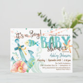 Nautical Anchor Baby Shower invitation, Boy Invitation (Standing Front)
