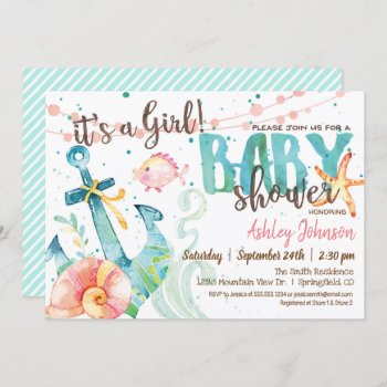 Nautical Anchor Baby Shower Invitation  Girl Invitation by Card_Stop at Zazzle