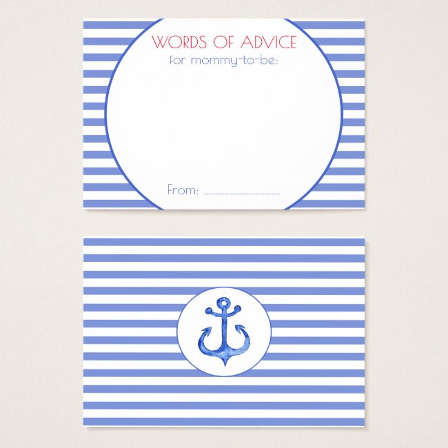 Nautical Anchor | Baby Shower Mommy Advice Cards