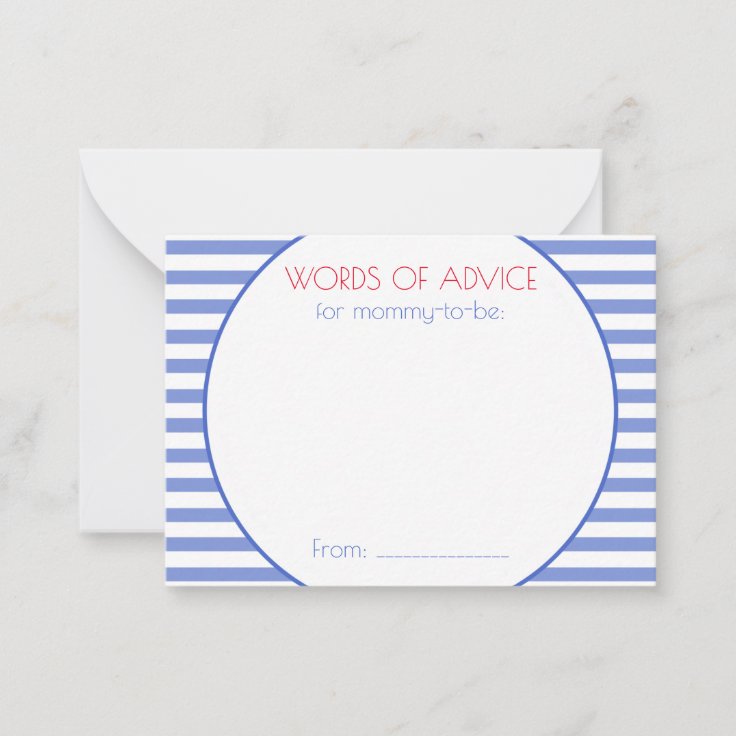 Nautical Anchor Baby Shower Mommy Advice Cards Zazzle