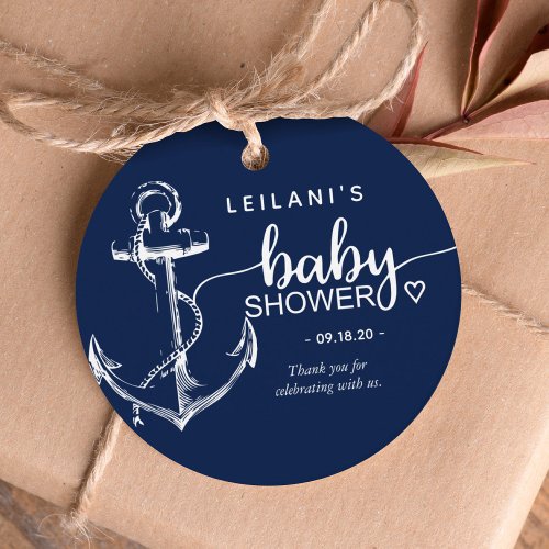 Nautical Anchor Baby Shower Navy Blue Gift Tags