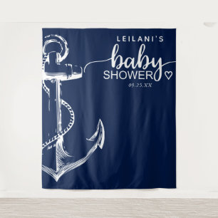 Nautical Anchor Baby Shower Navy Blue Tapestry