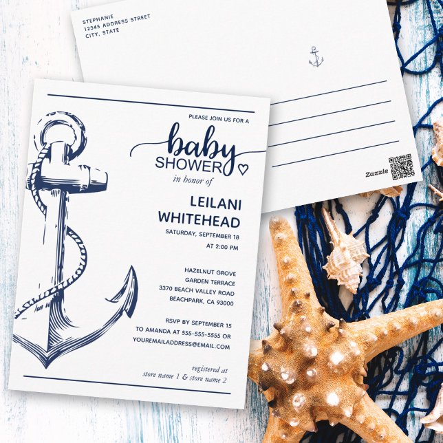 Nautical Anchor Baby Shower Postcard (Creator Uploaded)