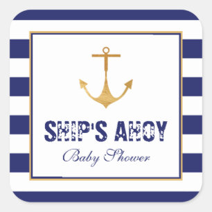 Nautical Anchor Baby Shower Square Sticker