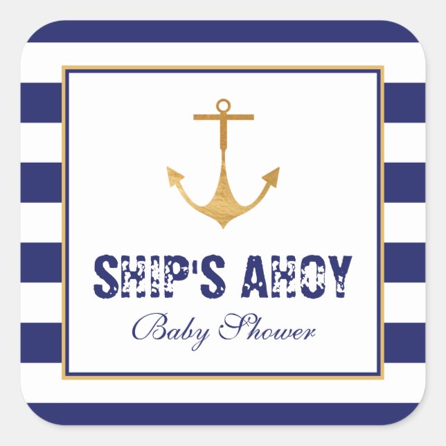 Nautical Anchor Baby Shower Square Sticker (Front)
