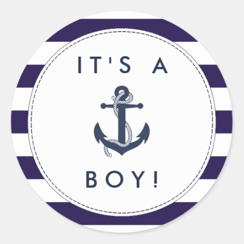 Nautical Anchor Baby Shower Stickers _ Its A Boy