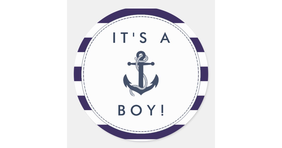 Nautical Anchor Baby Shower Stickers It S A Boy Zazzle Com