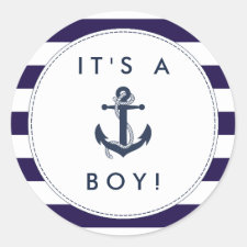 Nautical Anchor Baby Shower Stickers - It's A Boy!
