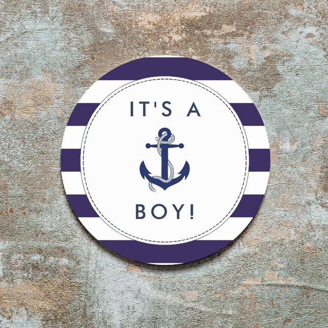 Nautical Anchor Baby Shower Stickers - It's A Boy! (Creator Uploaded)