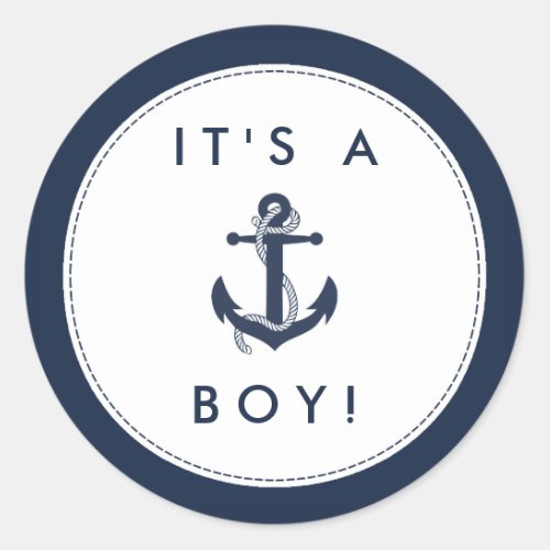 Nautical Anchor Baby Shower Stickers _ Its A Boy