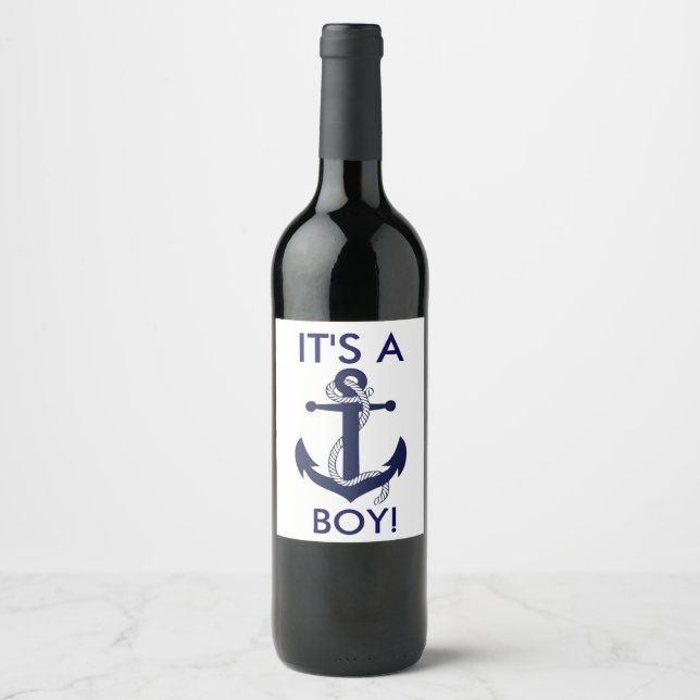Nautical Anchor Baby Shower Stickers - It's A Boy! (Front)