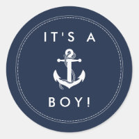 Nautical Anchor Baby Shower Stickers - It's A Boy!