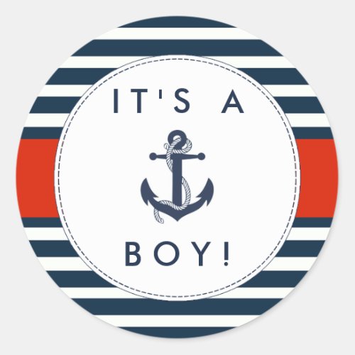 Nautical Anchor Baby Shower Stickers _ Its A Boy