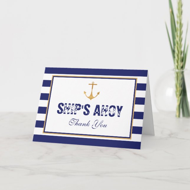 Nautical Anchor Baby Shower Thank You (Front)