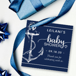 Nautical Anchor Baby Shower Thank You Navy Blue Favor Tags