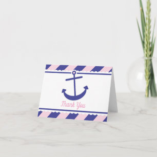 Nautical Anchor Baby Shower Thank You pink navy