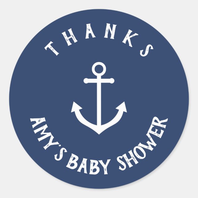 Nautical Anchor Baby Shower Thank You Stickers (Front)