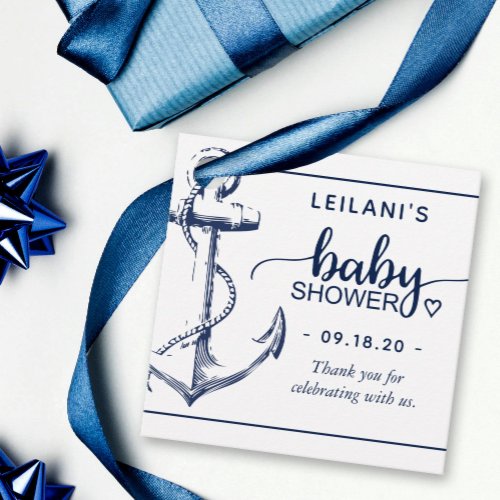 Nautical Anchor Baby Shower Thank You White Favor Tags