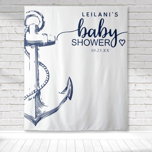 Nautical Anchor Baby Shower White Tapestry