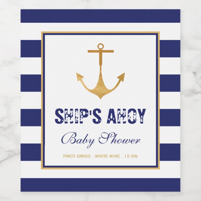 Nautical Anchor Baby Shower Wine Label (Single Label)
