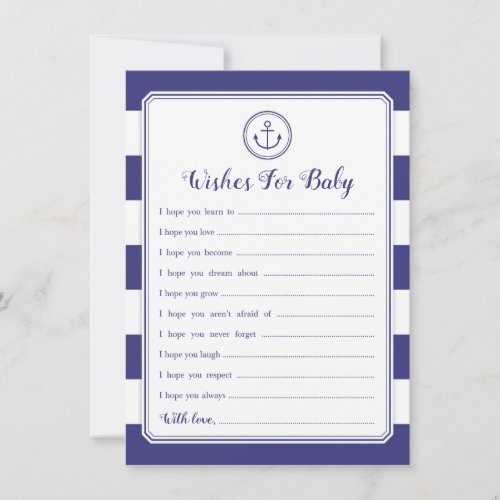 Nautical Anchor Baby Shower Wishes for Baby Invitation