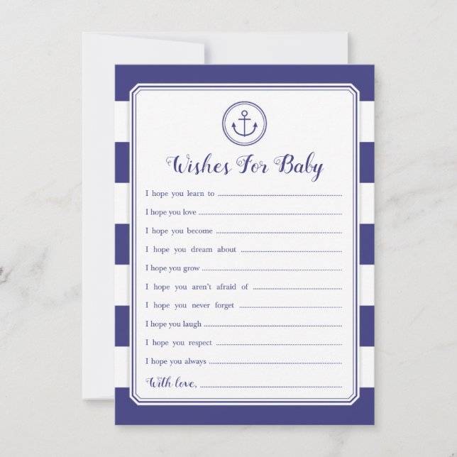 Nautical Anchor Baby Shower Wishes for Baby Invitation (Front)
