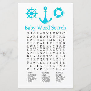 Nautical Anchor Baby Shower Word Search Game