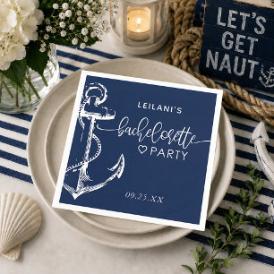 Nautical Anchor Bachelorette Navy Blue Napkins