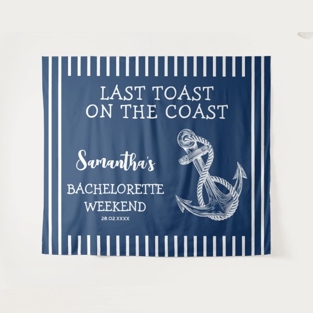 Nautical Anchor Bachelorette Party Last Toast Tapestry (Front (Horizontal))
