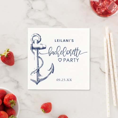 Nautical Anchor Bachelorette White Napkins
