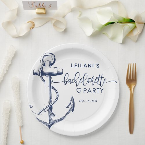 Nautical Anchor Bachelorette White Paper Plates